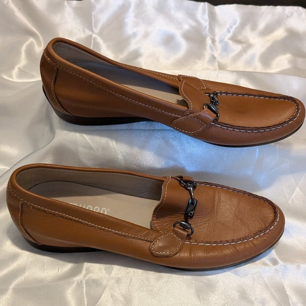 Murano American Kimi Cognac brown leather horsebit loafers size 8 - Picture 2 of 7